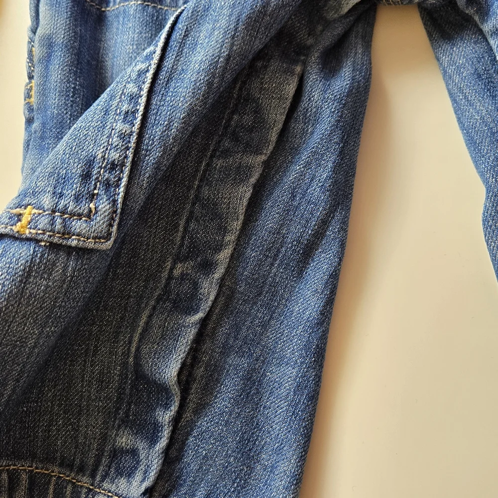 Babygap 1969 Denim Overalls Size 12-18 M Distressed Snap Leg Opening‎ Jeans Gap